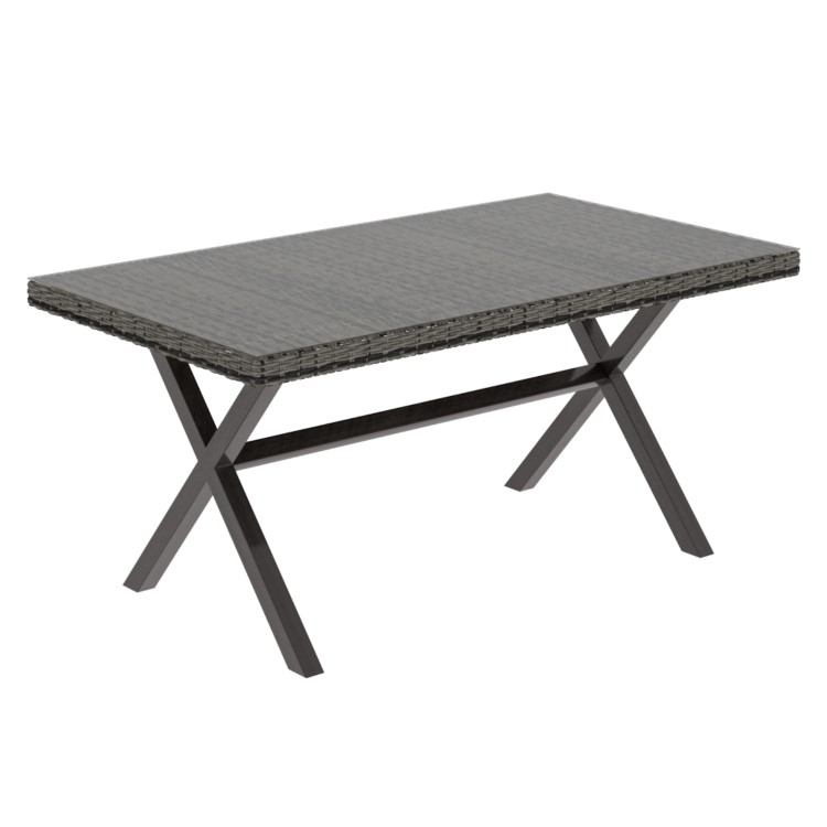 6 Seater Dark Grey Rattan Garden Dining Set - Aspen