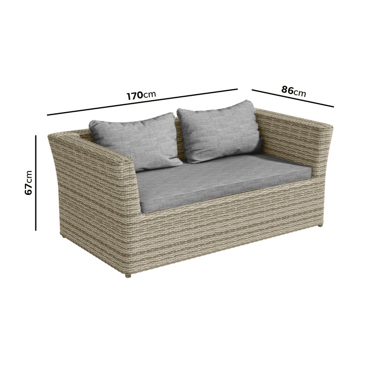 6 Seater Light Grey Rattan Garden Sofa Set  - Fortrose