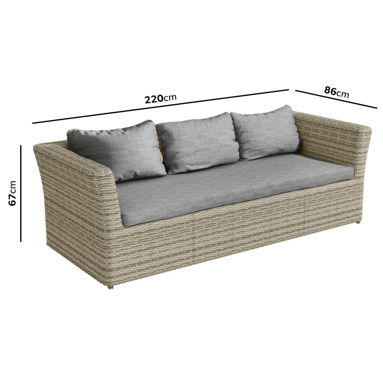 6 Seater Light Grey Rattan Garden Sofa Set  - Fortrose