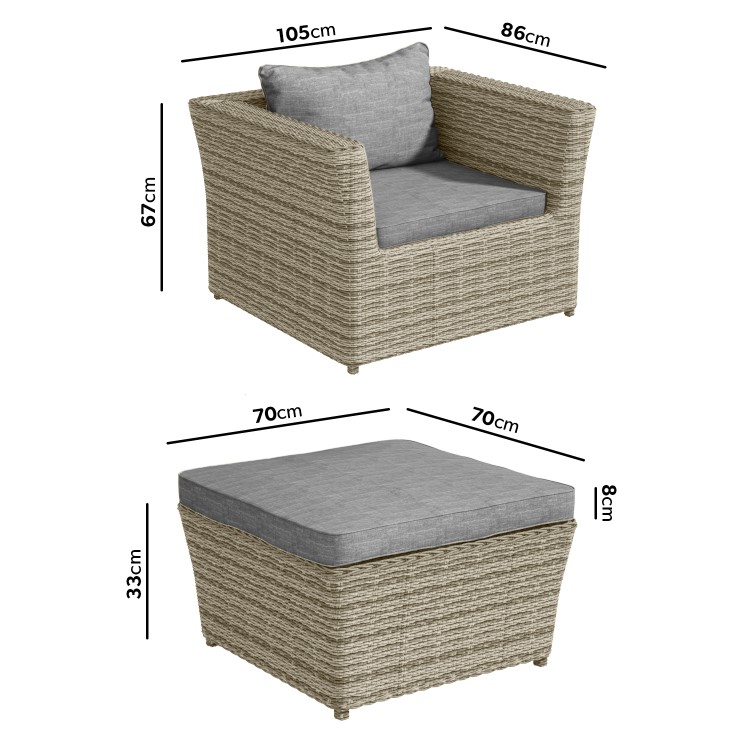 6 Seater Light Grey Rattan Garden Sofa Set  - Fortrose