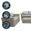 6 Seater Light Grey Rattan Garden Sofa Set  - Fortrose
