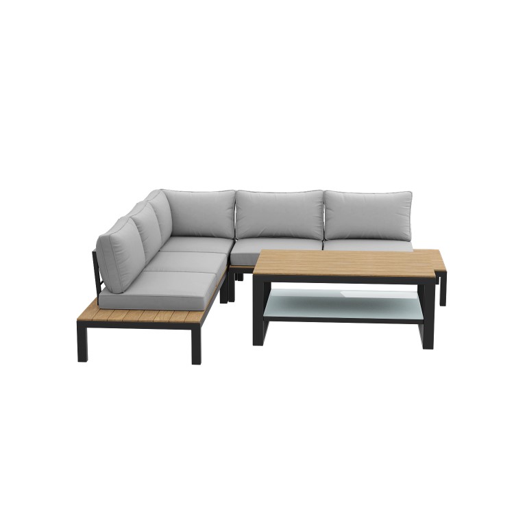 Grey Garden Corner Sofa Set with Adjustable Table - Como