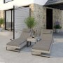 ALMOST PERFECT - Pair of Grey Rattan Reclining Garden Sun Lounger Set
