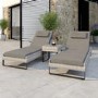 ALMOST PERFECT - Pair of Grey Rattan Reclining Garden Sun Lounger Set