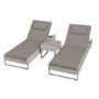 ALMOST PERFECT - Pair of Grey Rattan Reclining Garden Sun Lounger Set