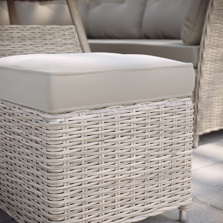 7 Seater Light Rattan Corner Sofa Set with 2 Stools and  Glass Table Top
