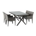 A1/Ftr033-FO-ACD ONLY OPENED - 4 Seater Dark Grey Rattan Garden Dining Set - Aspen