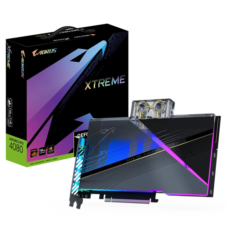 Box Opened GIGABYTE AORUS GeForce RTX 4080 XTREME WATERFORCE WB 16GB GDDR6X Graphics Card