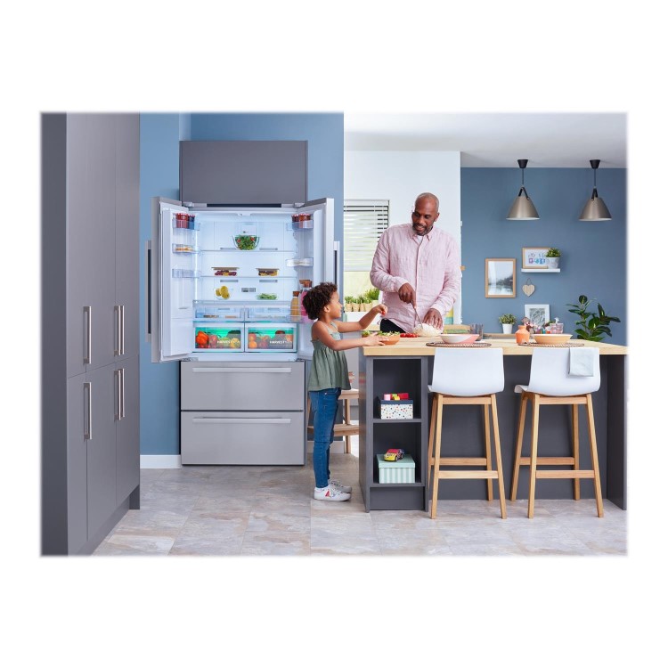 Refurbished Beko GNE480EC3DVX Freestanding 474 Litre American Fridge Freezer