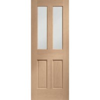 GRADE A1 - Internal Oak Glazed Victorian 4-Panel Door with Clear Bevelled Glass - Unfinished - 2040 x 726 x 40mm - Victoria - XL Joinery