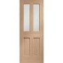 GRADE A1 - Internal Oak Glazed Victorian 4-Panel Door with Clear Bevelled Glass - Unfinished - 2040 x 726 x 40mm - Victoria - XL Joinery