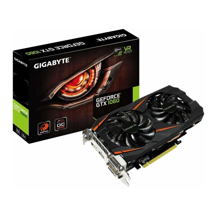 Box Open Gigabyte Windforce GeForce GTX 1060 3GB OC Edition Graphics Card