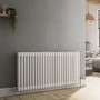 GRADE A1 - Reggio White Horizontal Double Column Traditional Radiator 600x1190mm 4091 BTU - Cast Iron Style