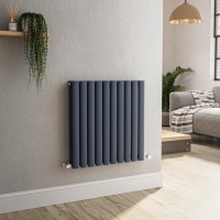 GRADE A1 - Sorrento Anthracite Horizontal Oval Designer Radiator 600x590mm Double Panel 2399 BTU