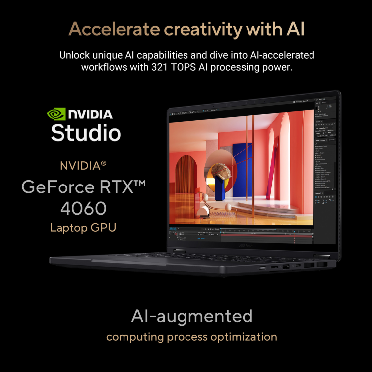 Refurbished ASUS ProArt PX13 HN7306WV-LX009W AMD Ryzen AI 9 Coplit+ PC 32GB RAM 1TB SSD RTX 4060 13.3 Inch Windows 11 Touchscreen Convertible Laptop