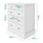 White Painted Chest of 5 Drawers - Harper