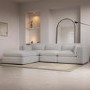 Large Beige Boucle Reversible 4 Seater Chaise Corner Sofa - Hudson