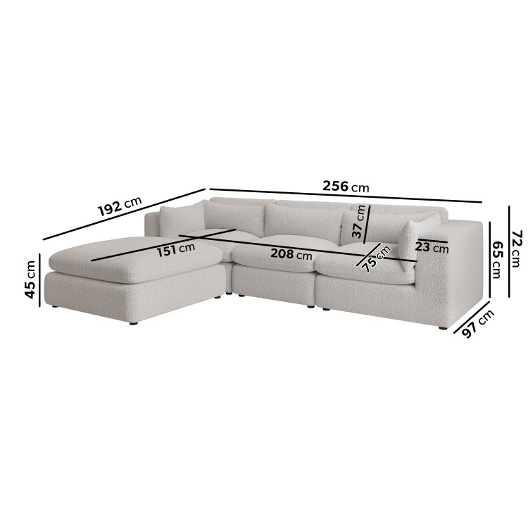 Large Beige Boucle Reversible 4 Seater Chaise Corner Sofa - Hudson