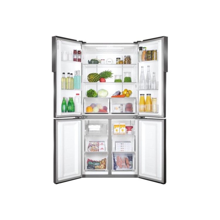 Refurbished Haier HTF-556DP6 Freestanding 456 Litre 70/30 American Fridge Freezer Silver