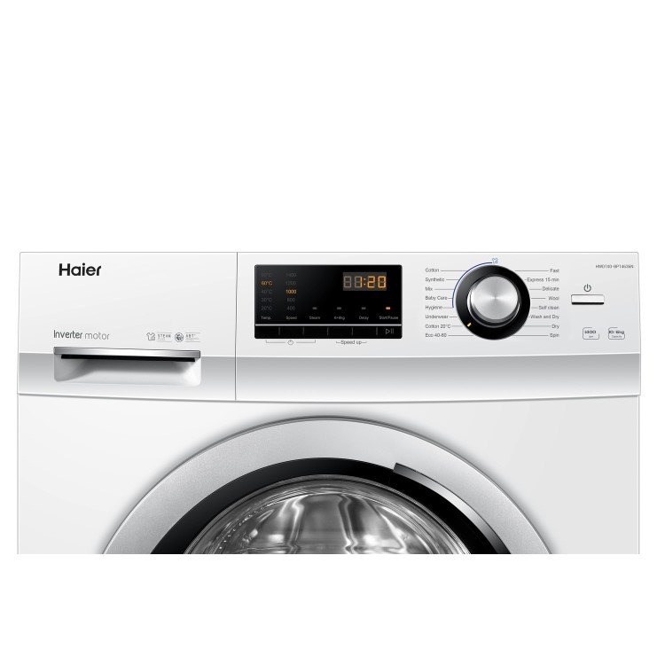 Refurbished Haier HWD100-BP14636 Freestanding 10/6KG 1400 Spin Washer Dryer White