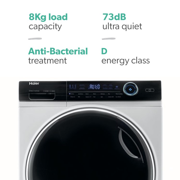 Refurbished Haier HWD80-B14979 Freestanding 8/5KG 1400 Spin Washer Dryer White