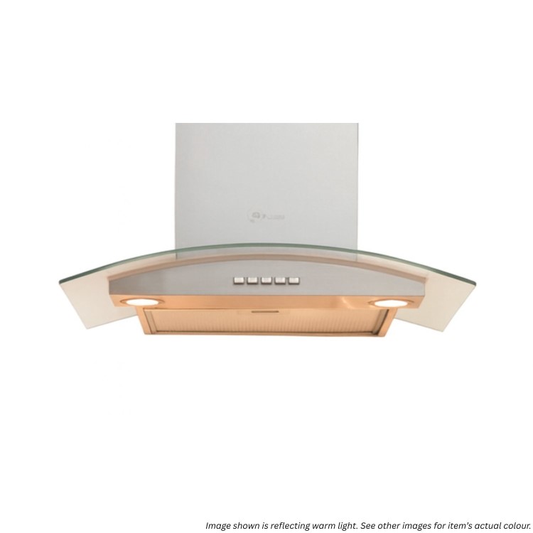 GRADE A1 - Indesit 60cm Curved Glass Chimney Hood - Stainless Steel
