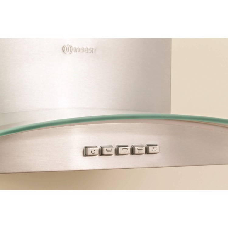 Refurbished Indesit 60cm Curved Glass Chimney Hood - Stainless Steel