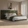 ONLY OPENED - Olive Green Velvet King Size Ottoman Bed with Wide Headboard - Iman