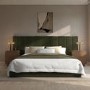 ONLY OPENED - Olive Green Velvet King Size Ottoman Bed with Wide Headboard - Iman