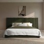 ONLY OPENED - Olive Green Velvet King Size Ottoman Bed with Wide Headboard - Iman