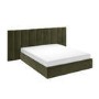 ONLY OPENED - Olive Green Velvet King Size Ottoman Bed with Wide Headboard - Iman