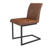 Pair of Faux Leather Industrial Dining Chairs in Tan - Isaac