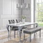 Grey Velvet Dining Bench with Chrome Legs - Seats 2 - Jade Boutique 