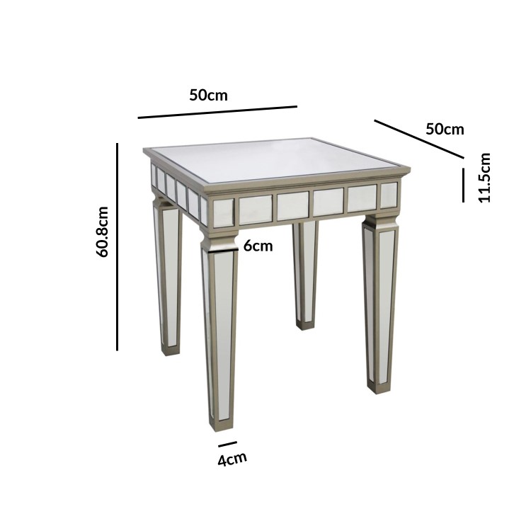 Square Mirrored Side Table - Jade Boutique
