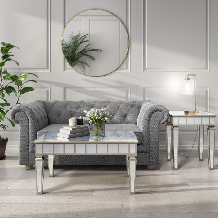 Square Mirrored Side Table - Jade Boutique