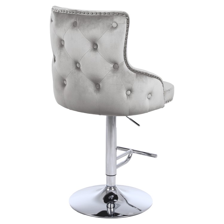 Light Grey Velvet Swivel Bar Stool - Height Adjustable - Jade Boutique