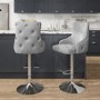 Light Grey Velvet Swivel Bar Stool - Height Adjustable - Jade Boutique