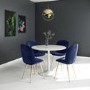 Pair of Velvet Navy Blue and Gold Dining Chairs - Jenna