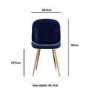 Pair of Velvet Navy Blue and Gold Dining Chairs - Jenna