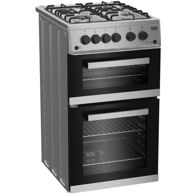 Beko 50cm Double Cavity Gas Cooker - Silver