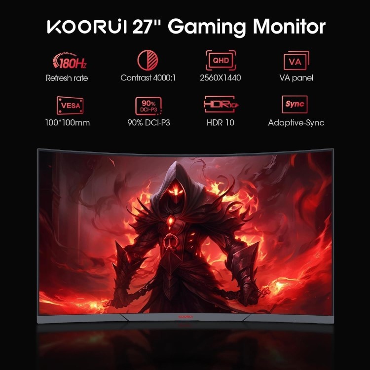 Refurbished KOORUI 27" VA QHD 180Hz 1ms Gaming Monitor