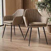 ONLY OPENED - Logan Faux Leather Truffle Fabric Dining Chair