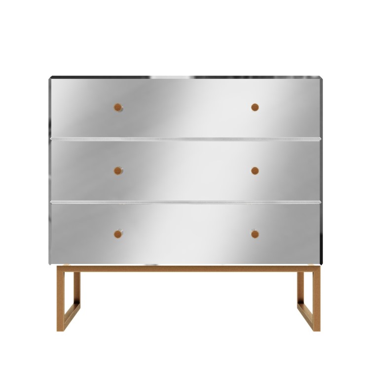 Mirrored Chest of 3 Drawers with Legs - Lola