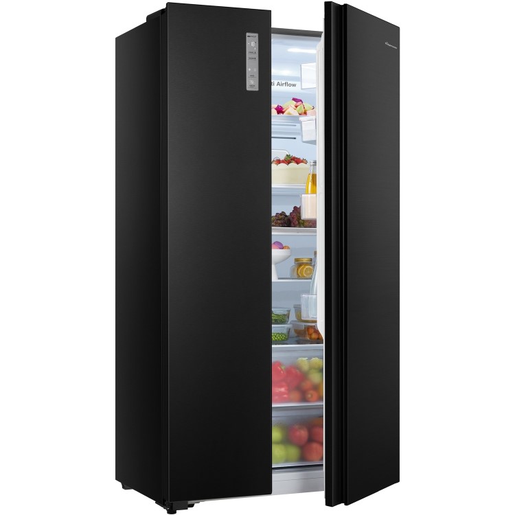 Fridgemaster 519 Litre Side-By-Side American Fridge Freezer - Black