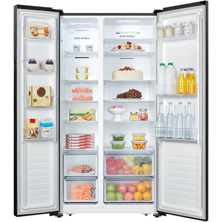 Fridgemaster 519 Litre Side-By-Side American Fridge Freezer - Black