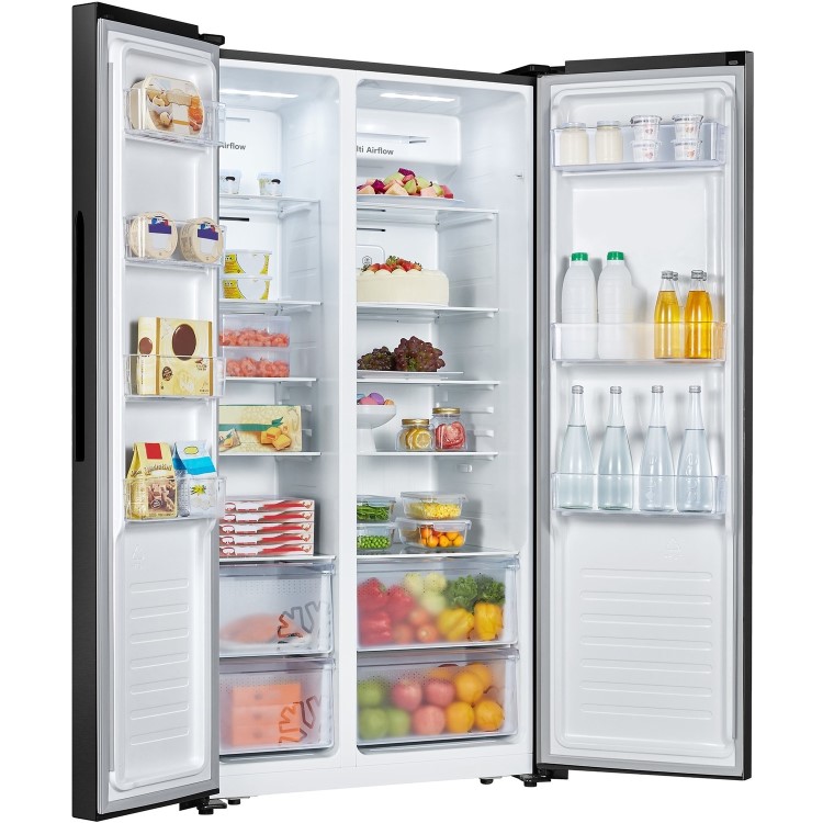 Fridgemaster 519 Litre Side-By-Side American Fridge Freezer - Black