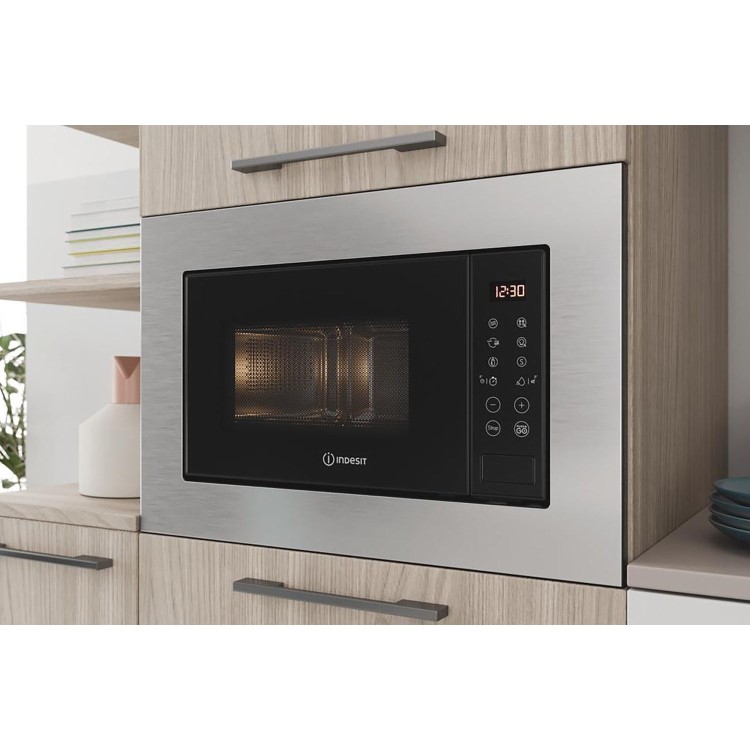 Refurbished Indesit MWI120GXUK Built In 20L 800W Microwave Stainless Steel