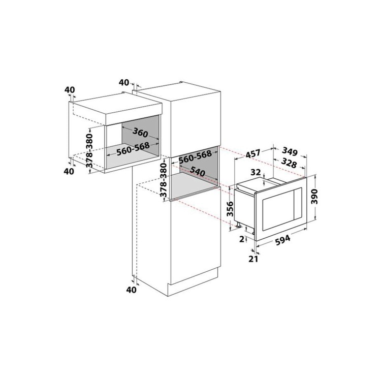 Refurbished Indesit MWI120GXUK Built In 20L 800W Microwave Stainless Steel
