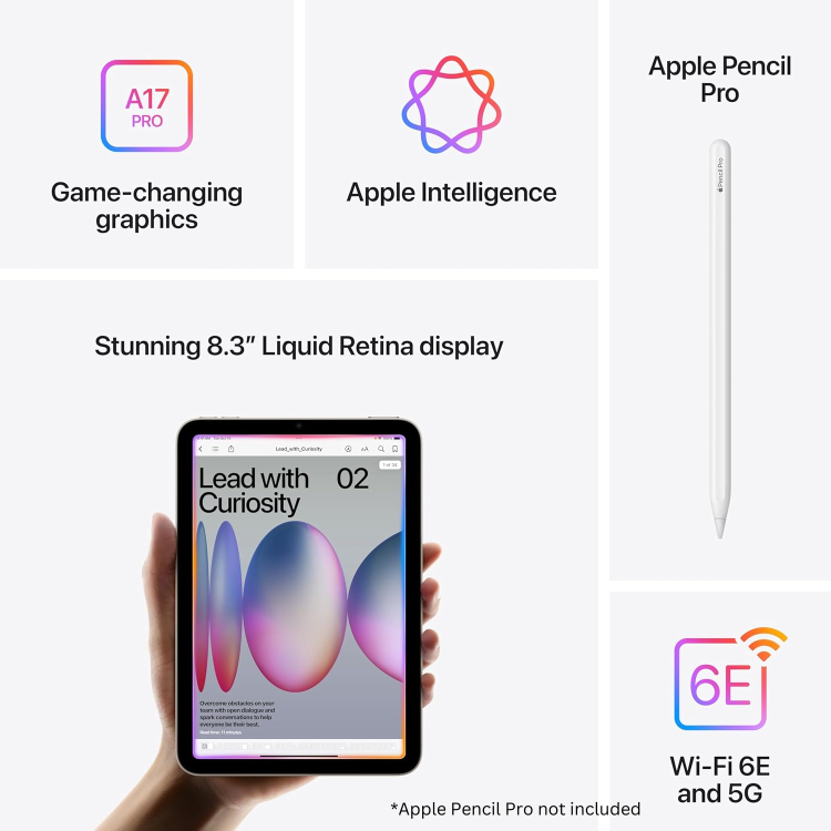 Refurbished Apple iPad Mini 2024 8.3" Space Grey 128GB Wi-Fi & Cellular Tablet