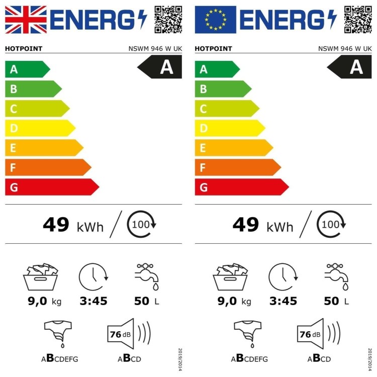 Refurbished Hotpoint AntiStain NSWM946WUK Freestanding 9KG 1400 Spin Washing Machine White